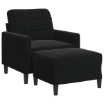 vidaXL Fotoliu canapea cu taburet, negru, 60 cm, catifea