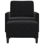 vidaXL Fotoliu canapea cu taburet, negru, 60 cm, catifea