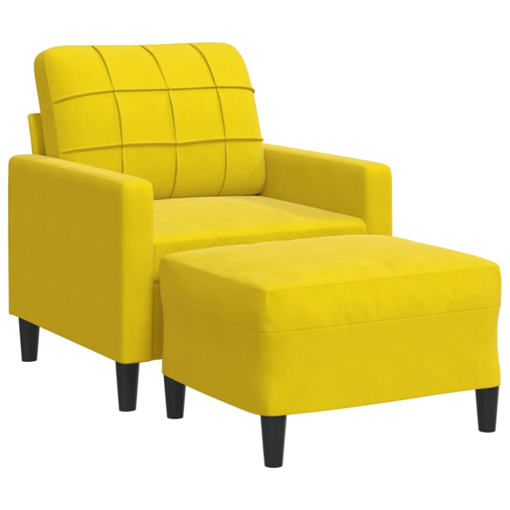 vidaXL Fotoliu canapea cu taburet, galben, 60 cm, catifea