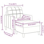 vidaXL Fotoliu canapea cu taburet, crem, 60 cm, catifea