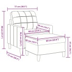 vidaXL Fotoliu canapea cu taburet, albastru, 60 cm, catifea