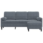 vidaXL Canapea cu 3 locuri și taburet, gri închis, 180 cm, catifea vidaXL Canapea cu 3 locuri și taburet, gri închis, 180 cm, catifea