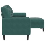 vidaXL Canapea cu 3 locuri și taburet, verde închis, 180 cm, catifea