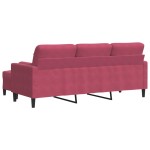 vidaXL Canapea cu 3 locuri și taburet, roșu vin, 180 cm, catifea vidaXL Canapea cu 3 locuri și taburet, roșu vin, 180 cm, catifea