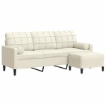 vidaXL Canapea cu 3 locuri și taburet, crem, 180 cm, catifea vidaXL Canapea cu 3 locuri și taburet, crem, 180 cm, catifea