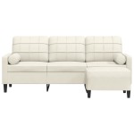 vidaXL Canapea cu 3 locuri și taburet, crem, 180 cm, catifea vidaXL Canapea cu 3 locuri și taburet, crem, 180 cm, catifea