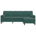 vidaXL Canapea cu 3 locuri și taburet, verde închis, 210 cm, catifea vidaXL Canapea cu 3 locuri și taburet, verde închis, 210 cm, catifea