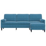 vidaXL Canapea cu 3 locuri și taburet, albastru, 210 cm, catifea vidaXL Canapea cu 3 locuri și taburet, albastru, 210 cm, catifea