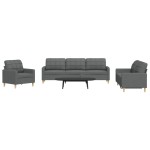 vidaXL Set de canapele, 3 piese, gri închis, textil vidaXL Set de canapele, 3 piese, gri închis, textil