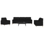 vidaXL Set de canapele, 3 piese, negru, textil vidaXL Set de canapele, 3 piese, negru, textil