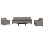 vidaXL Set de canapele, 3 piese, gri taupe, textil vidaXL Set de canapele, 3 piese, gri taupe, textil