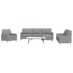 vidaXL Set canapele cu taburet, 4 piese, gri deschis, textil