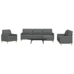 vidaXL Set de canapele cu taburet, 4 piese, gri închis, textil vidaXL Set de canapele cu taburet, 4 piese, gri închis, textil