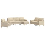 vidaXL Set de canapele cu taburet, 4 piese, crem, textil vidaXL Set de canapele cu taburet, 4 piese, crem, textil