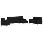 vidaXL Set de canapele cu taburet, 4 piese, negru, textil vidaXL Set de canapele cu taburet, 4 piese, negru, textil