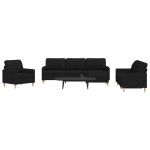 vidaXL Set de canapele cu taburet, 4 piese, negru, textil vidaXL Set de canapele cu taburet, 4 piese, negru, textil