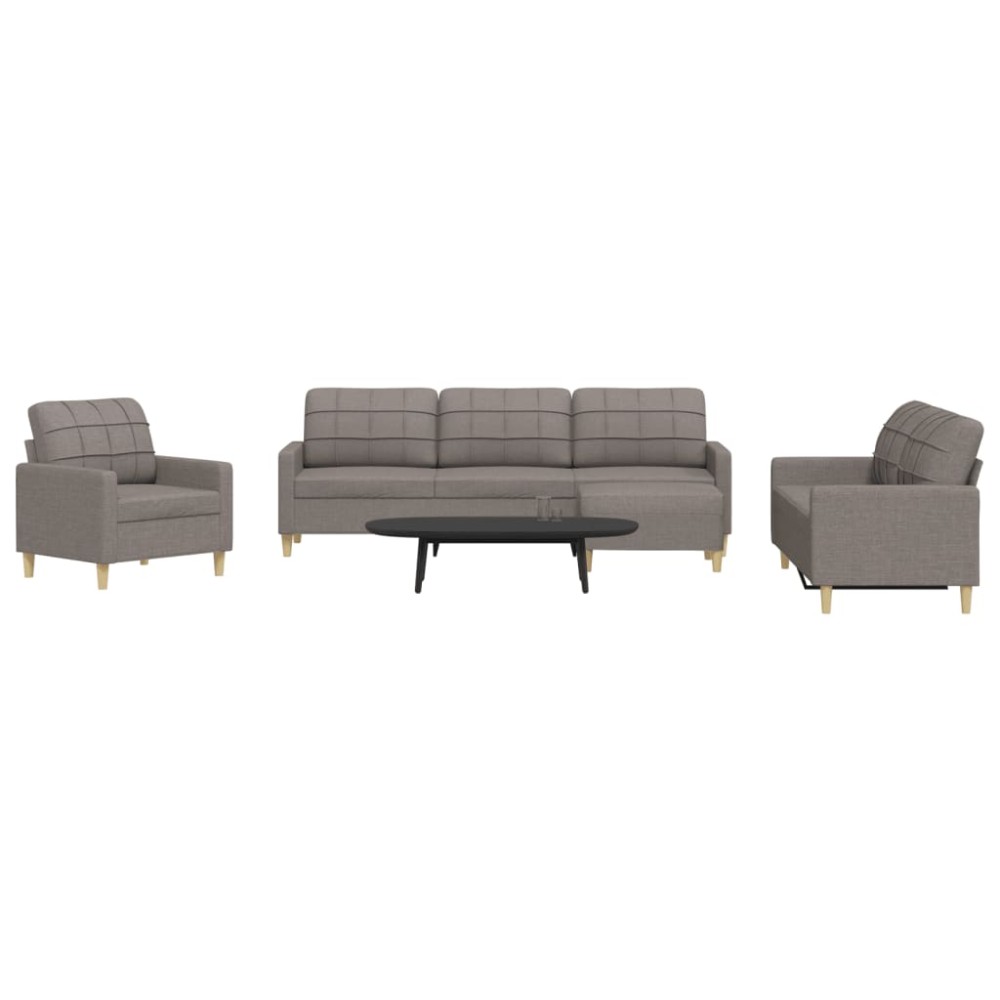vidaXL Set de canapea cu perne, 4 piese, gri taupe, material textil