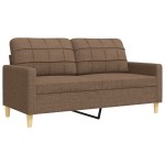 vidaXL Set de canapele cu perne decorative, 3 piese, maro, textil