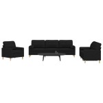 vidaXL Set de canapele cu perne decorative, 3 piese, negru, textil