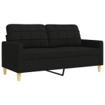 vidaXL Set de canapele cu perne decorative, 3 piese, negru, textil
