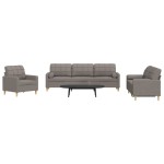 vidaXL Set de canapele cu perne, 3 piese, gri taupe, textil vidaXL Set de canapele cu perne, 3 piese, gri taupe, textil