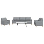 vidaXL Set canapele cu taburet și perne, 4 piese, gri deschis, textil vidaXL Set canapele cu taburet și perne, 4 piese, gri deschis, textil