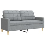 vidaXL Set canapele cu taburet și perne, 4 piese, gri deschis, textil vidaXL Set canapele cu taburet și perne, 4 piese, gri deschis, textil