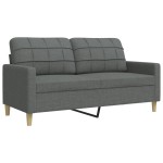vidaXL Set canapele cu taburet și perne, 4 piese, gri închis, textil vidaXL Set canapele cu taburet și perne, 4 piese, gri închis, textil
