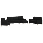 vidaXL Set canapele cu taburet și perne, 4 piese, negru, textil vidaXL Set canapele cu taburet și perne, 4 piese, negru, textil