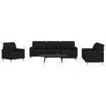 vidaXL Set canapele cu taburet și perne, 4 piese, negru, textil vidaXL Set canapele cu taburet și perne, 4 piese, negru, textil
