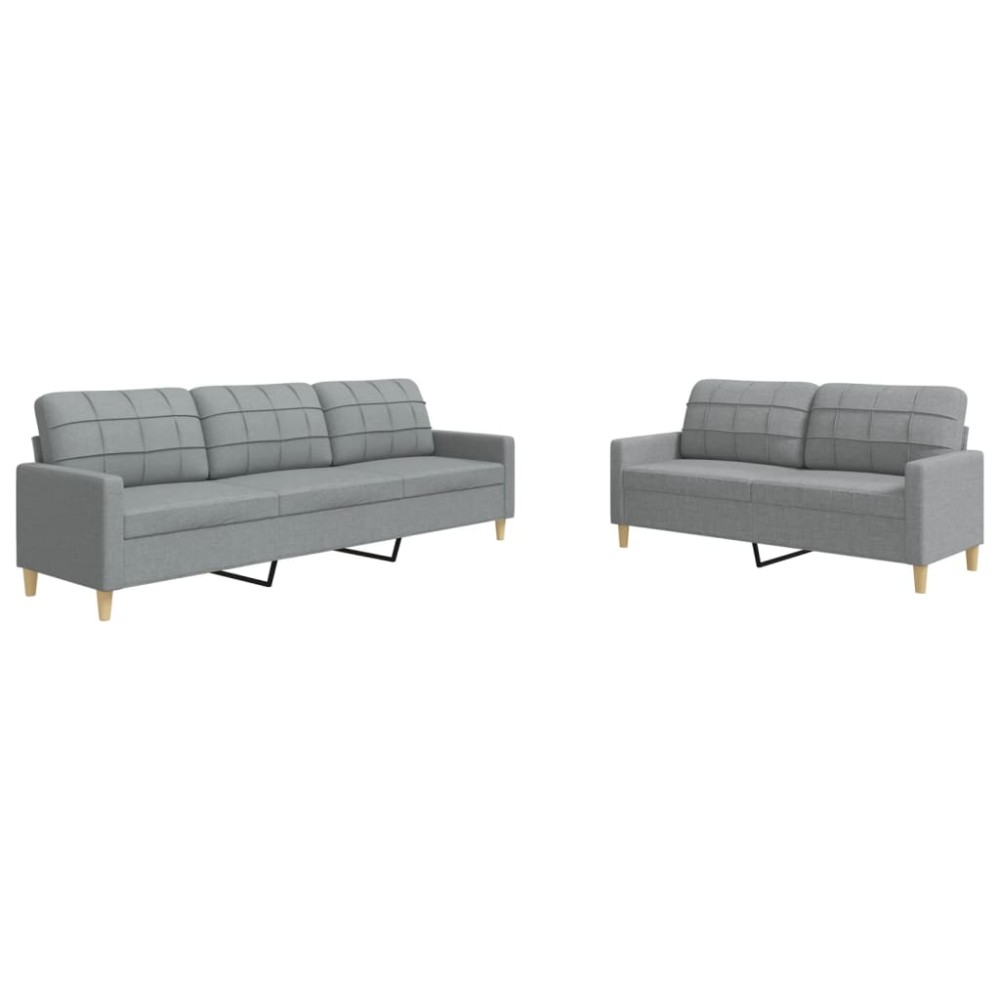 vidaXL Set de canapele, 2 piese, gri deschis, material textil
