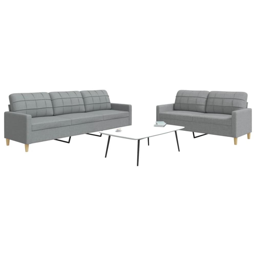 vidaXL Set de canapele, 2 piese, gri deschis, material textil