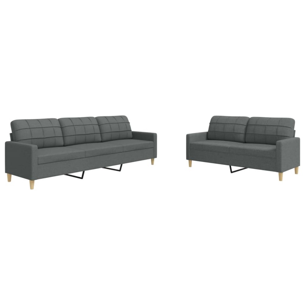 vidaXL Set de canapele, 2 piese, gri închis, material textil