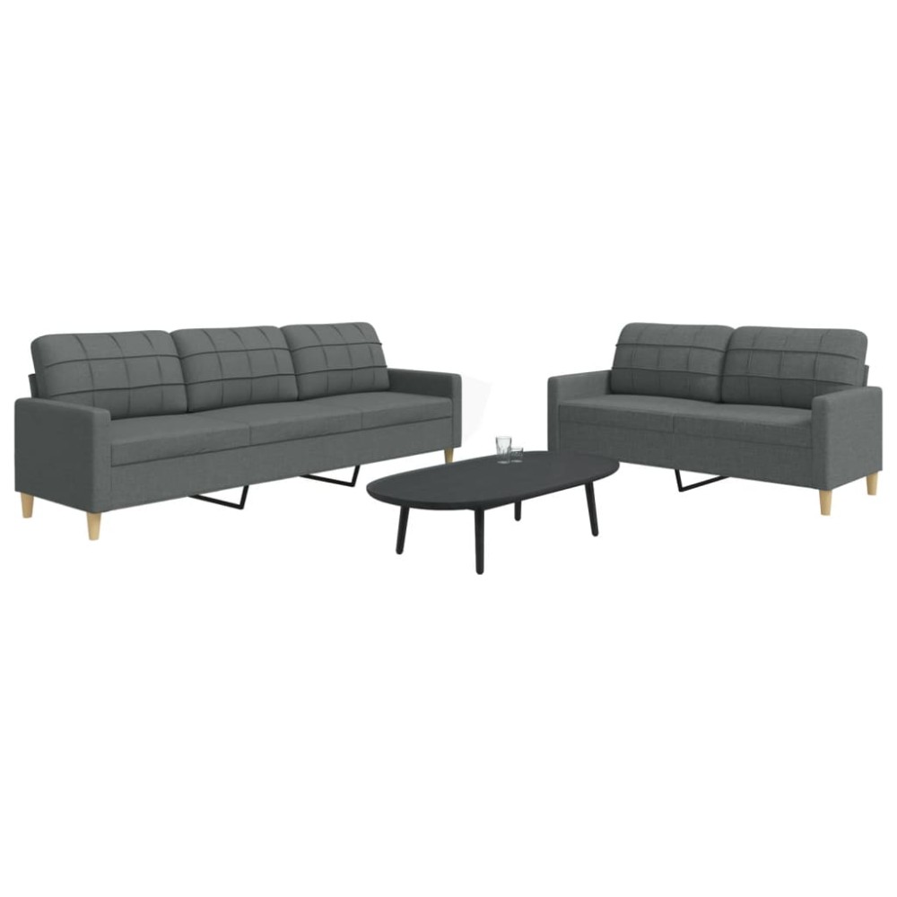 vidaXL Set de canapele, 2 piese, gri închis, material textil