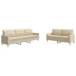vidaXL Set de canapele, 2 piese, crem, material textil vidaXL Set de canapele, 2 piese, crem, material textil