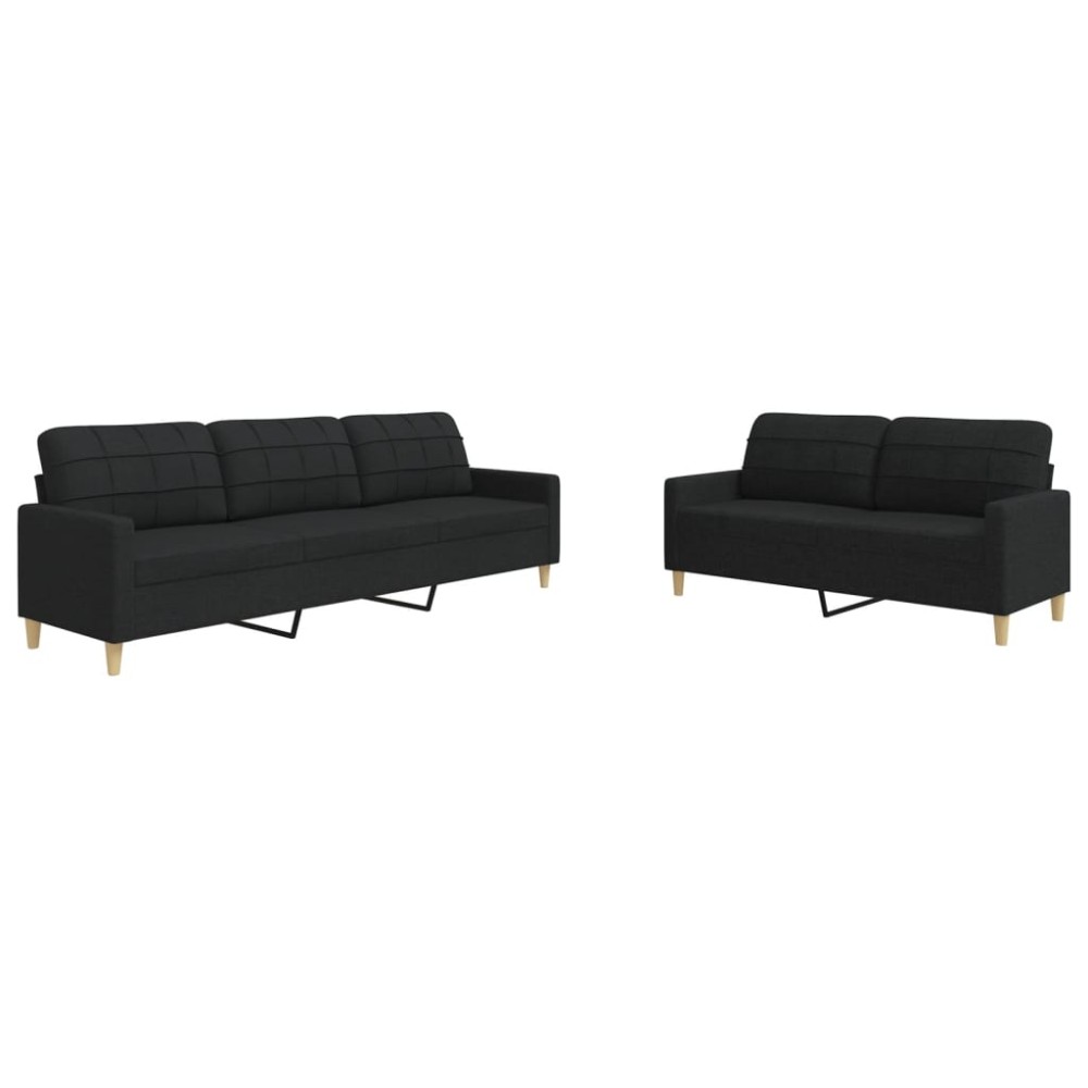 vidaXL Set de canapele, 2 piese, negru, material textil