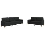 vidaXL Set de canapele, 2 piese, negru, material textil vidaXL Set de canapele, 2 piese, negru, material textil