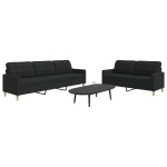 vidaXL Set de canapele, 2 piese, negru, material textil vidaXL Set de canapele, 2 piese, negru, material textil