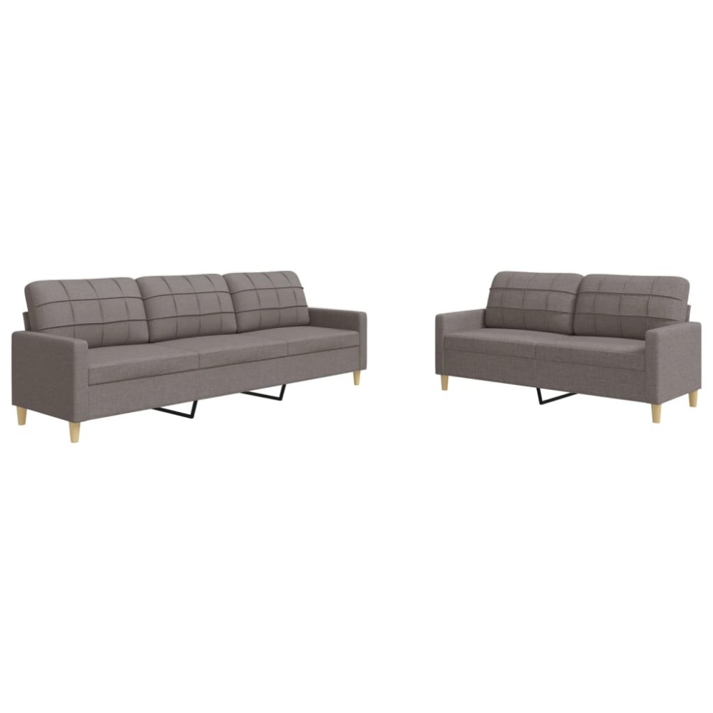 vidaXL Set de canapele, 2 piese, gri taupe, material