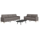 vidaXL Set de canapele, 2 piese, gri taupe, material