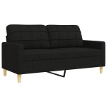 vidaXL Set de canapele cu taburet, 3 piese, negru, textil vidaXL Set de canapele cu taburet, 3 piese, negru, textil