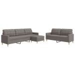 vidaXL Set de canapea cu perne, 3 piese, gri taupe, material textil vidaXL Set de canapea cu perne, 3 piese, gri taupe, material textil