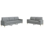vidaXL Set de canapele cu perne, 2 piese, gri deschis, textil vidaXL Set de canapele cu perne, 2 piese, gri deschis, textil