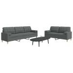 vidaXL Set de canapele cu perne, 2 piese, gri închis, material textil