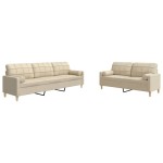 vidaXL Set de canapele cu perne decorative, 2 piese, crem, textil