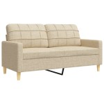 vidaXL Set de canapele cu perne decorative, 2 piese, crem, textil