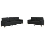 vidaXL Set de canapele cu perne decorative, 2 piese, negru, textil