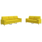 vidaXL Set de canapele cu perne rulou, 2 piese, galben deschis, textil