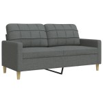 vidaXL Set canapele cu taburet și perne, 3 piese, gri închis, textil