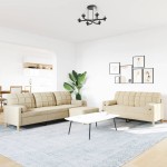 vidaXL Set canapele cu taburet și perne, 3 piese, crem, textil